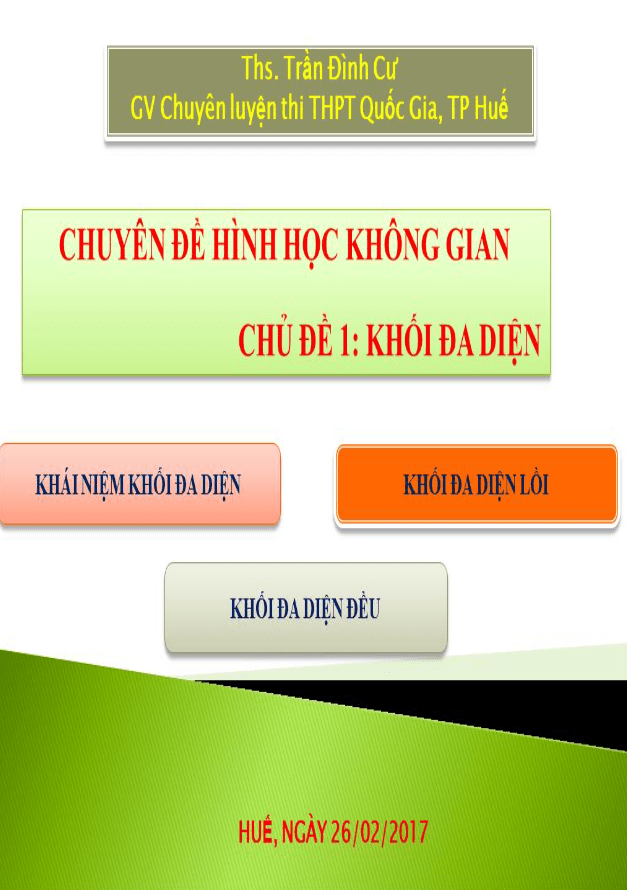 Lý thuyết khối đa diện - Trần Đình Cư